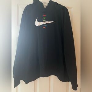 Nike Black Hoodie with White and Multicolored Logos
